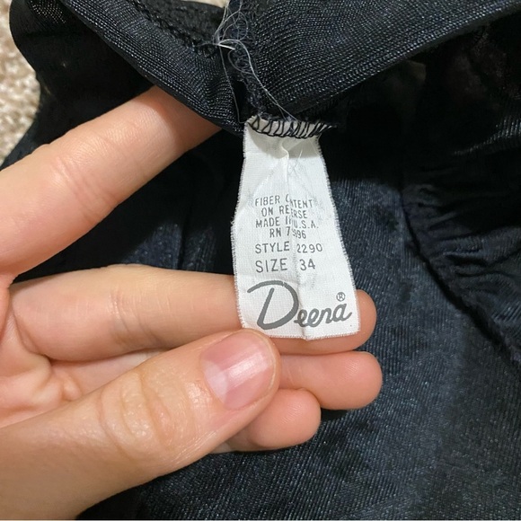 Vintage Deera Black Satin Lace Trim Tank size 34 - Picture 7 of 7